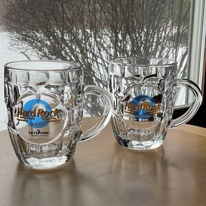 Hard Rock SET Cafe Toronto Glass Mugs - Clear and Blue ONE  SKYDOME